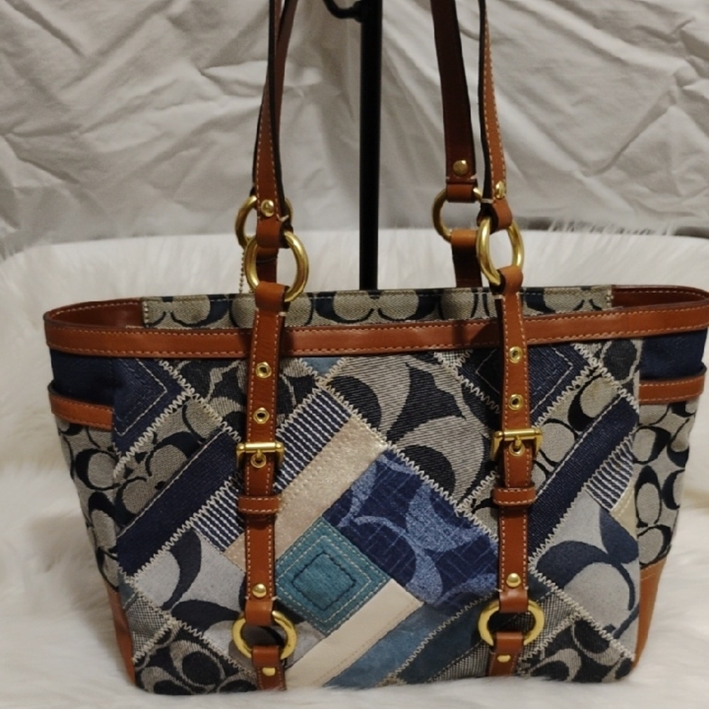 Flash Sale! Coach Blue Denim Patchwork Leather Tr… - image 5
